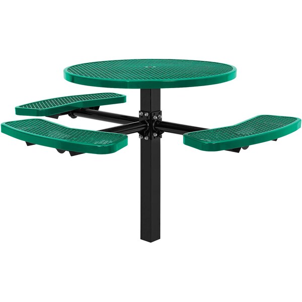 Global Industrial Round Picnic Table, Green, In Ground Mount, ADA Compliant, 46 in - 695294GN