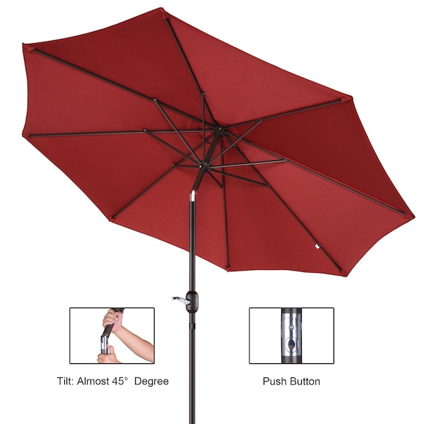 Villacera 9-Foot Outdoor Patio Umbrella, Red - 83-OUT5445