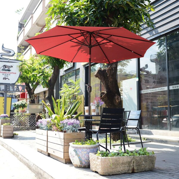 Villacera 9-Foot Outdoor Patio Umbrella, Red - 83-OUT5445