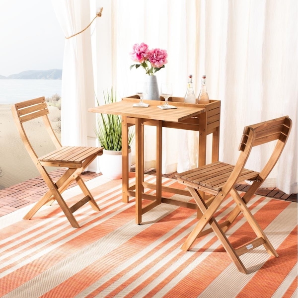 Safavieh Walten Flower Shelf Bistro Set; Natural - 3 Piece - PAT7046A