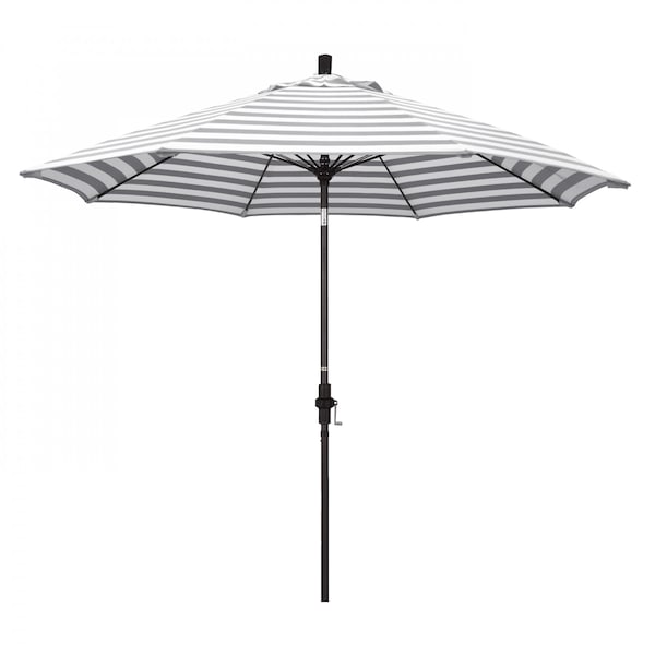 California Umbrella Patio Umbrella, Octagon, 101" H, Olefin Fabric, Gray White Cabana Stripe - 194061026298