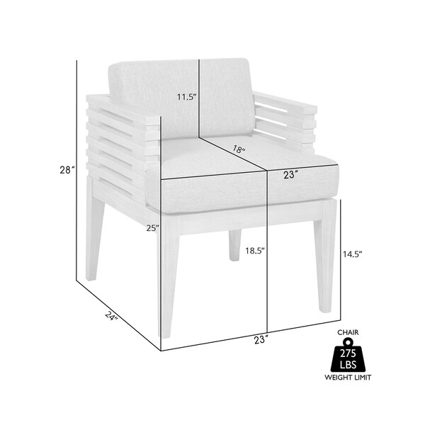 Armen Living Vivid Outdoor Patio Dining Chair in Light Eucalyptus Wood with Taupe Olefin Cushions - LCVISIEUCTP