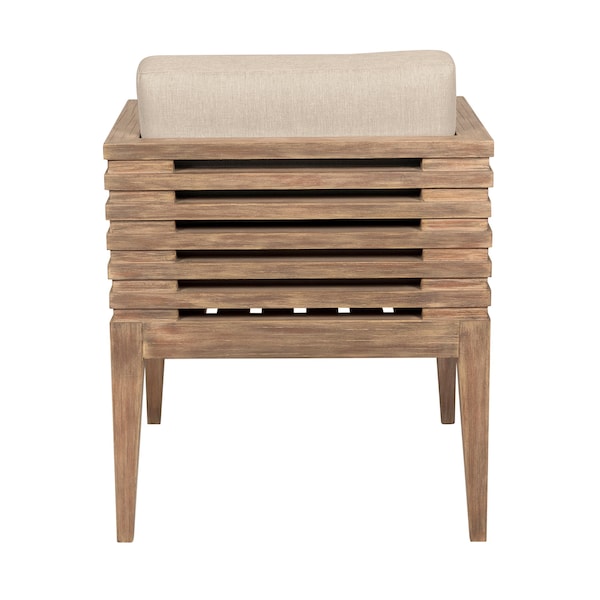Armen Living Vivid Outdoor Patio Dining Chair in Light Eucalyptus Wood with Taupe Olefin Cushions - LCVISIEUCTP