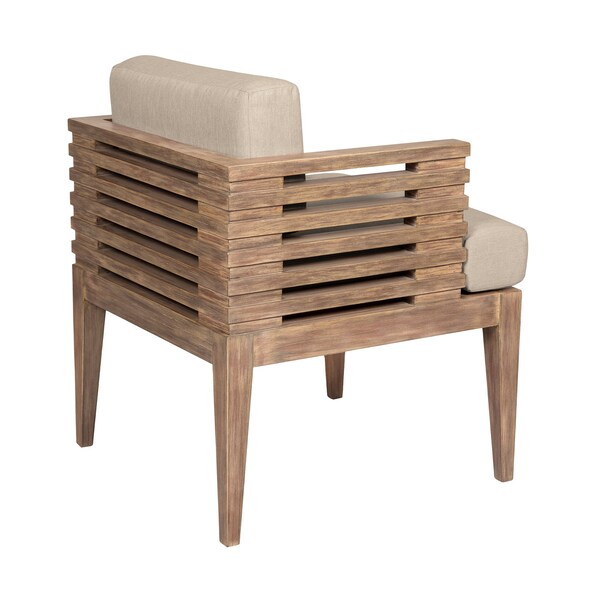 Armen Living Vivid Outdoor Patio Dining Chair in Light Eucalyptus Wood with Taupe Olefin Cushions - LCVISIEUCTP