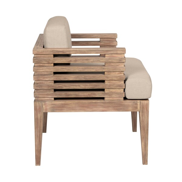 Armen Living Vivid Outdoor Patio Dining Chair in Light Eucalyptus Wood with Taupe Olefin Cushions - LCVISIEUCTP