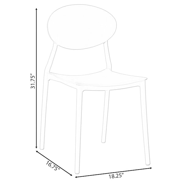 Fabulaxe Modern Plastic Outdoor Dining Chair with Open Oval Back Design, Red - QI004226.RD