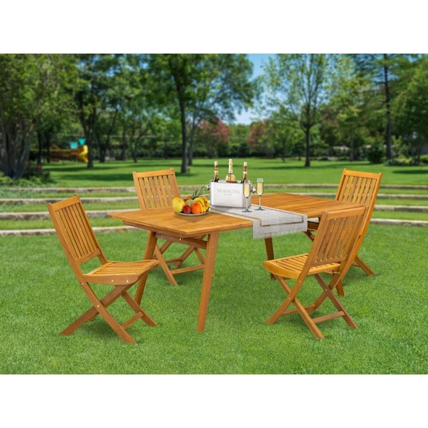 East West Furniture 5 Piece Denison Dining Table Set - Natural Oil - DEDK5CWNA