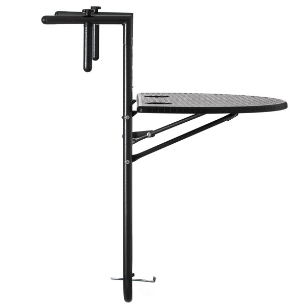 Gardenised Indoor and Outdoor Rattan Decorative Plastic Foldable Balcony Table, Black - QI004525