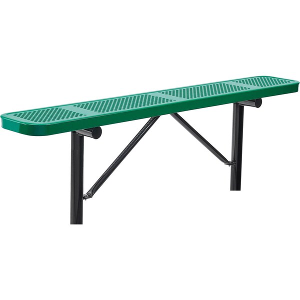 Global Industrial 6ft Outdoor Steel Flat Bench, Perforated Metal, In Ground Mount, Green - 262075IGN