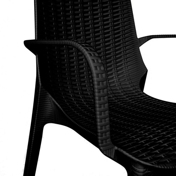 Leisuremod Kent Outdoor Dining Arm Chair, Black, 2PK - KCA21BL2