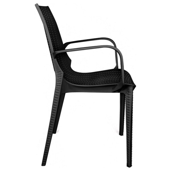 Leisuremod Kent Outdoor Dining Arm Chair, Black, 2PK - KCA21BL2