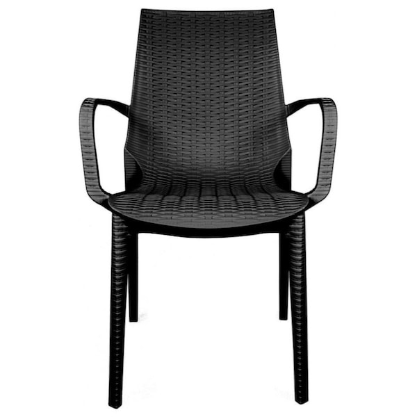 Leisuremod Kent Outdoor Dining Arm Chair, Black, 2PK - KCA21BL2