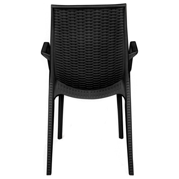 Leisuremod Kent Outdoor Dining Arm Chair, Black, 2PK - KCA21BL2