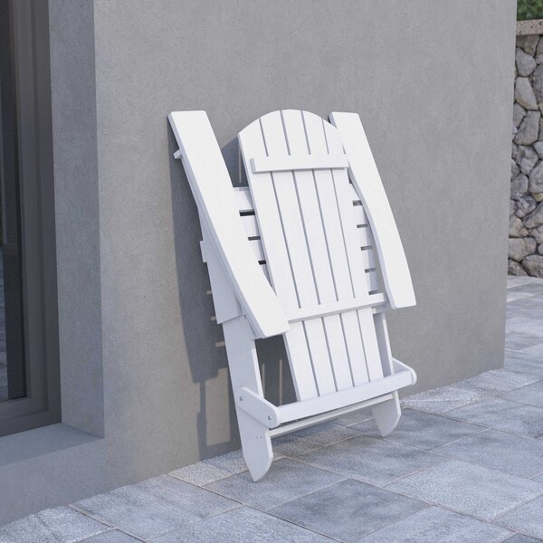 Flash Furniture All-Weather Folding Adirondack Chair in White - JJ-C14505-WH-GG