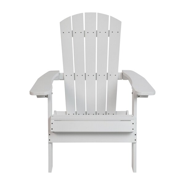 Flash Furniture All-Weather Folding Adirondack Chair in White - JJ-C14505-WH-GG