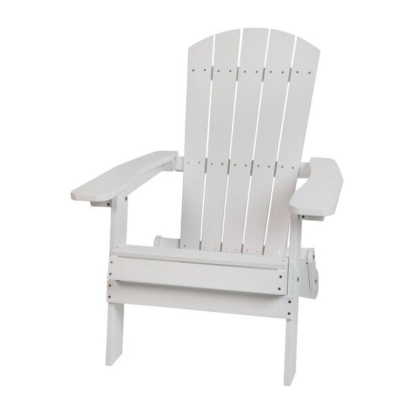 Flash Furniture All-Weather Folding Adirondack Chair in White - JJ-C14505-WH-GG