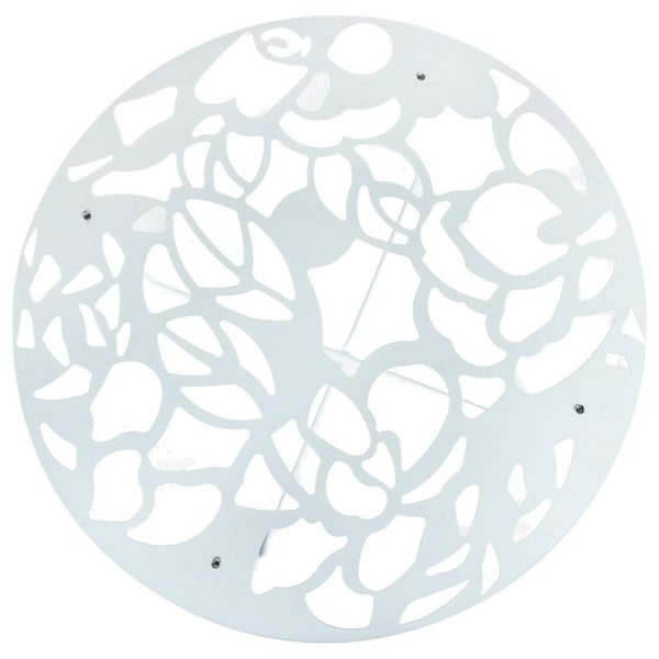 Leisuremod Devon Tree Design Glass Top Aluminum Base Indoor Outdoor Dining Table, White - DT48W