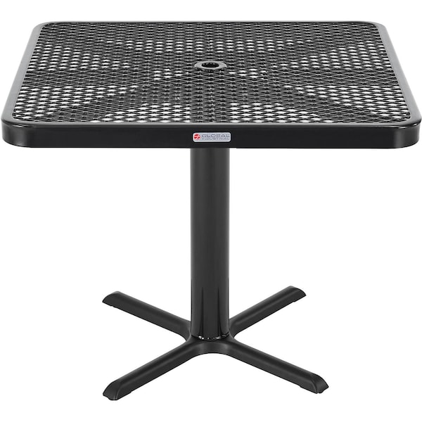 Global Industrial 36in Square Outdoor Dining Table, 29inH, Expanded Metal, Black - 348116