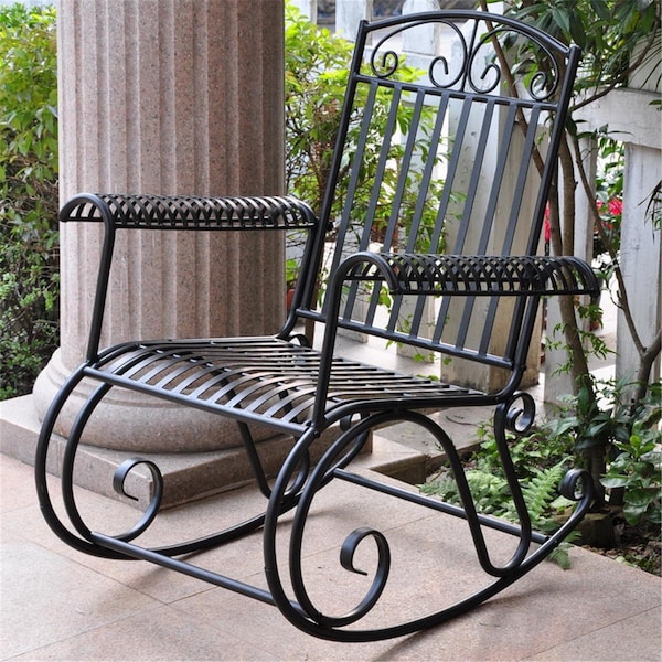 International Caravan Iron Tropico Rocker, Antique Black - 3491-ANT-BK