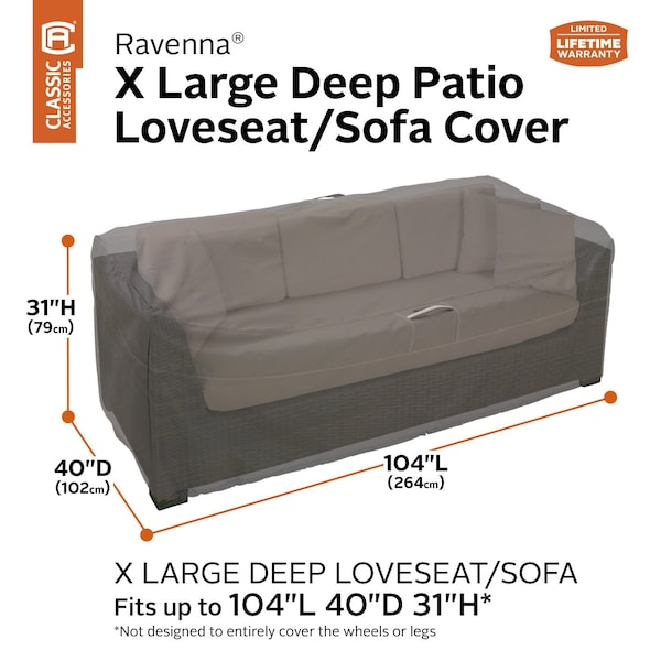 Classic Accessories Ravenna XL Deep Seated Loveseat Cover, 104"x40" - 55-425-055101-EC