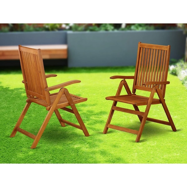East West Furniture East West Furniture BCNC5NA Celina 5 Position Outdoor-Furniture Folding Arm Chair - Set of 2 - BCNC5NA