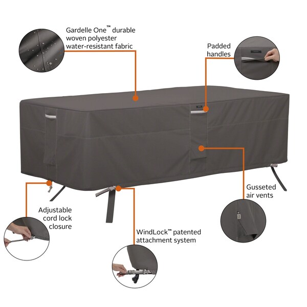 Classic Accessories Ravenna Rectangular/Oval Patio Table Cover, 84 in L x 44 in W x 23 in H - 56-044-055101-EC