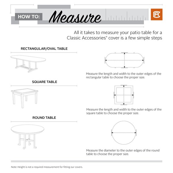 Classic Accessories Ravenna Rectangular/Oval Patio Table Cover, 84 in L x 44 in W x 23 in H - 56-044-055101-EC