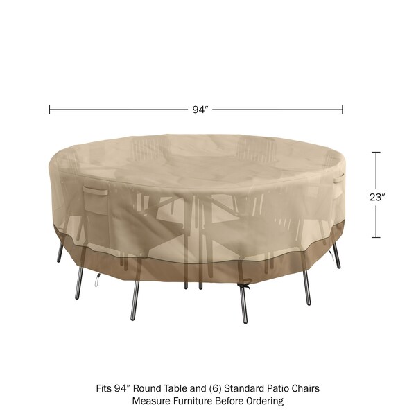 Pure Garden Round Outdoor Table Cover - 94in Heavy-Duty 600D Polyester Canvas with UV 50+ and Waterproof Backing - 50-LG1300