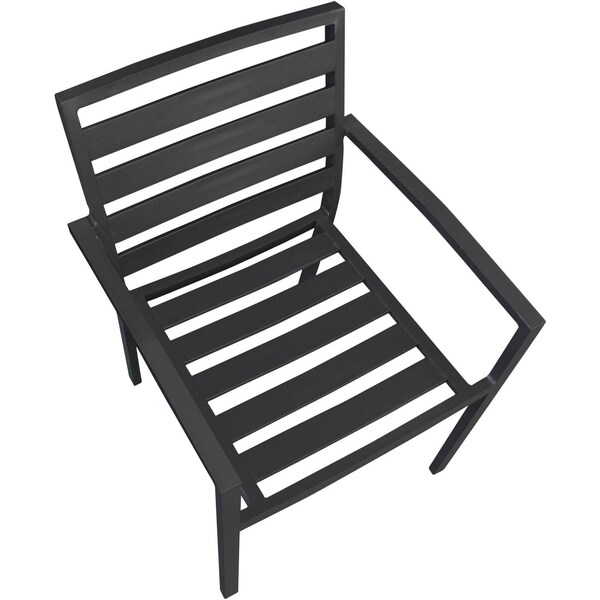 Global Industrial Aluminum Slatted Dining Armchair, Black, 4PK - 437006BK
