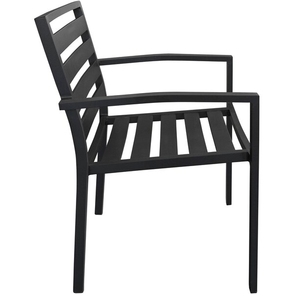 Global Industrial Aluminum Slatted Dining Armchair, Black, 4PK - 437006BK