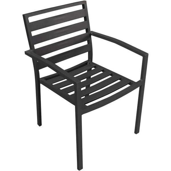 Global Industrial Aluminum Slatted Dining Armchair, Black, 4PK - 437006BK