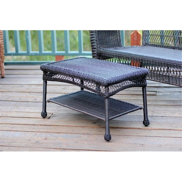 Jeco Espresso Wicker Patio Furniture Coffee Table - W00202-ST