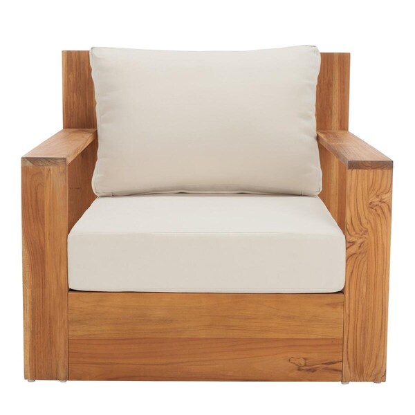 Safavieh Kauai Brazil Teak Patio Chair, Natural & Beige - CPT1040A