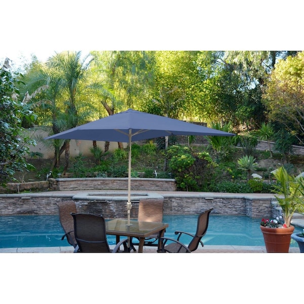 Propation 6.5 x 10 ft. Aluminum Patio Market Umbrella Tilt with Crank - Blue Fabric & Grey Pole - PR1081279