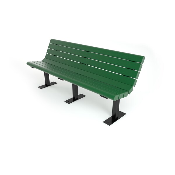 Frog Furnishings Green 6' Jameson Bench Surface Mount w/ Black Frame - PB 6GREBFJAM