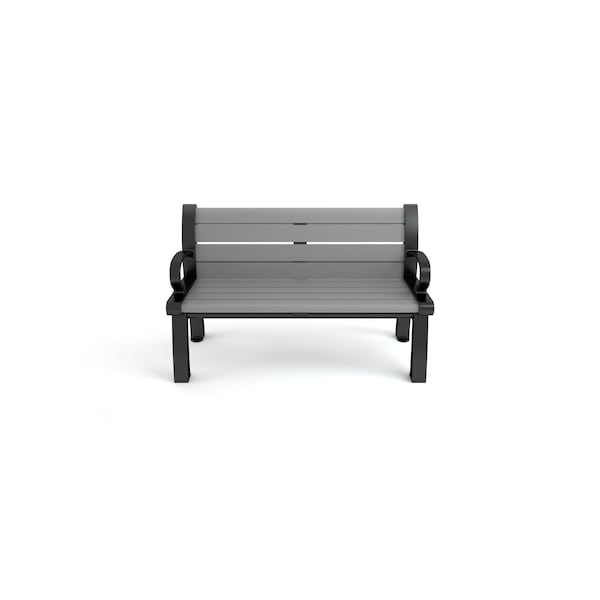 Frog Furnishings Gray 4' Heritage Bench with Black Frame - PB 4GRABFHER
