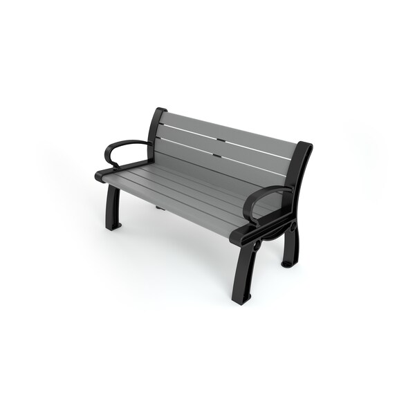 Frog Furnishings Gray 4' Heritage Bench with Black Frame - PB 4GRABFHER