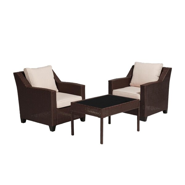 Propation 4 in. Caoimhe Espresso Resin Wicker Conversation Set with Cushion - 4 Piece - PR2439013