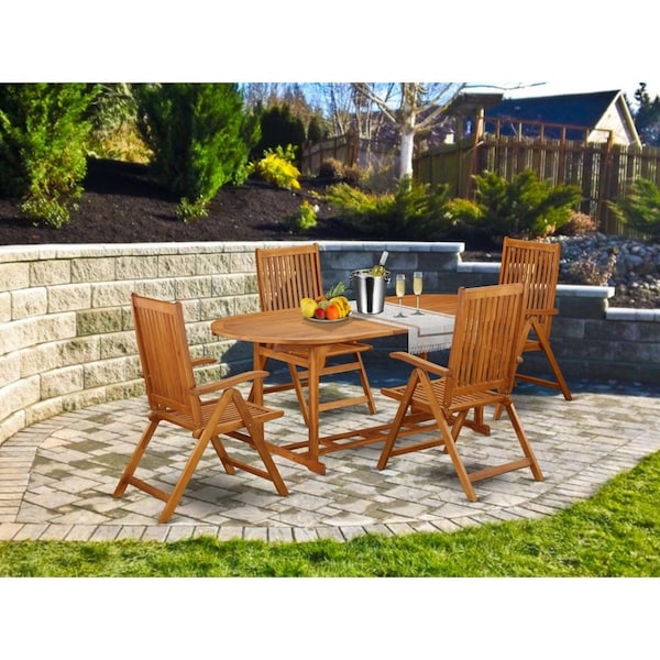 Invernadero 5 Piece Beasley Acacia Wooden Patio Dining Set - Natural Oil - IN2246059