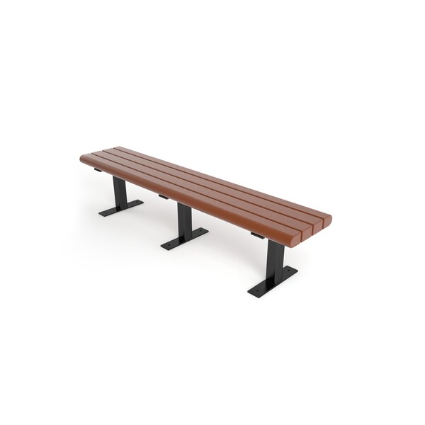 Frog Furnishings Brown 6' Creedside Bench Surface Mount w/ Black Frame - PB 6BROCRK