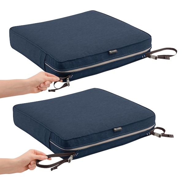 Classic Accessories Montlake Heather Indigo Cushion Set, Heather Indigo, 23"x23"x5" - 62-019-INDIGO-SET