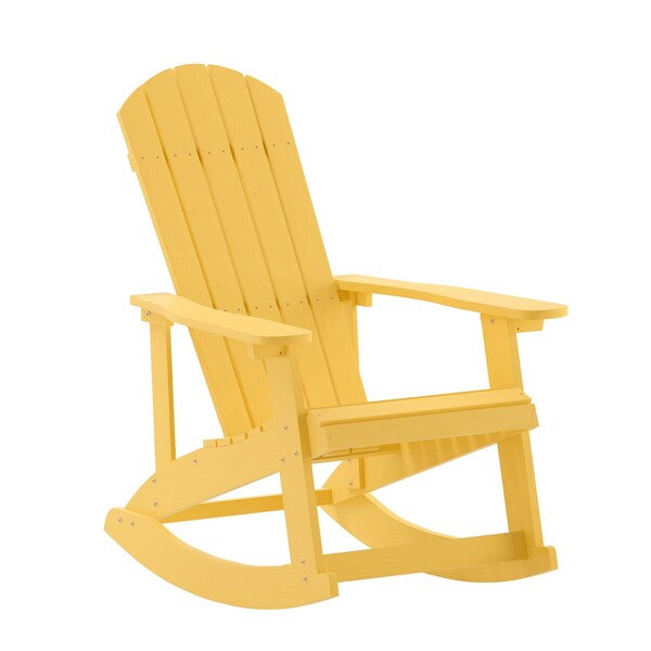 Flash Furniture Yellow Poly Resin Adirondack Style Rocking Chair - JJ-C14705-YLW-GG