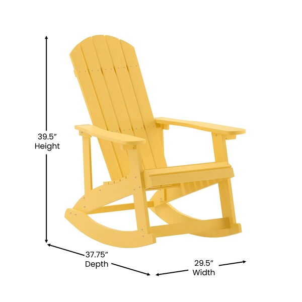 Flash Furniture Yellow Poly Resin Adirondack Style Rocking Chair - JJ-C14705-YLW-GG