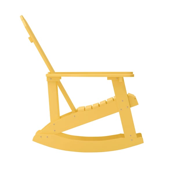 Flash Furniture Yellow Poly Resin Adirondack Style Rocking Chair - JJ-C14705-YLW-GG