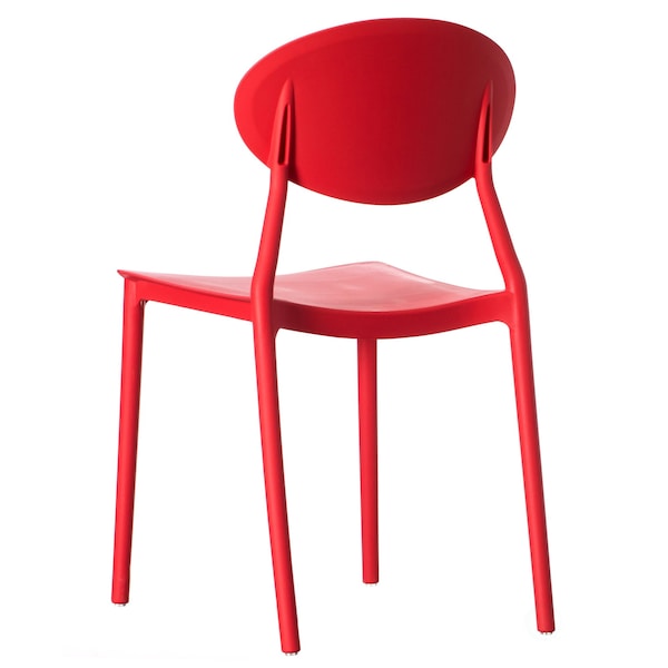 Fabulaxe Modern Plastic Outdoor Dining Chair with Open Oval Back Design, Red, PK 2 - QI004226.RD.2
