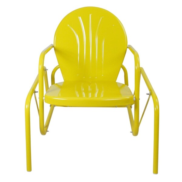 Heat Wave 32 in. Outdoor Retro Metal Tulip Single Glider Chair, Yellow - HE1769202