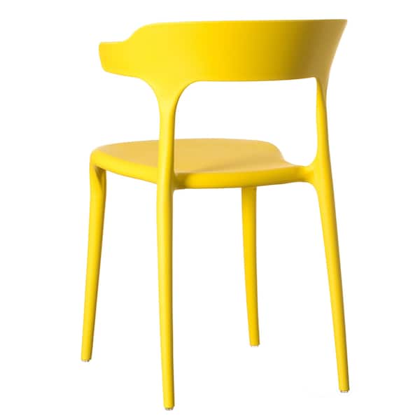 Fabulaxe Modern Plastic Outdoor Dining Chair with Open U Shaped Back, Yellow - QI004228.YL
