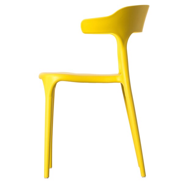 Fabulaxe Modern Plastic Outdoor Dining Chair with Open U Shaped Back, Yellow - QI004228.YL