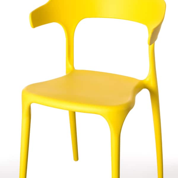 Fabulaxe Modern Plastic Outdoor Dining Chair with Open U Shaped Back, Yellow - QI004228.YL