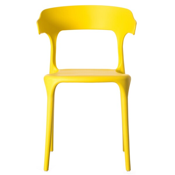 Fabulaxe Modern Plastic Outdoor Dining Chair with Open U Shaped Back, Yellow - QI004228.YL